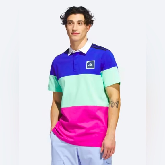 Men’s Adidas Adicross Block Polo Golf Shirt - Picture 2 of 14